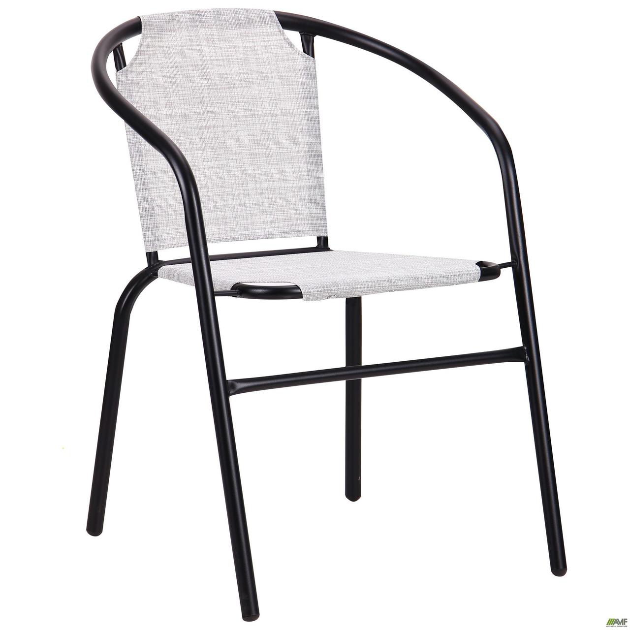 Садовий стілець-крісло AMF Taco чорний-каркас сидіння-сірий меланж для вуличного кафе і саду