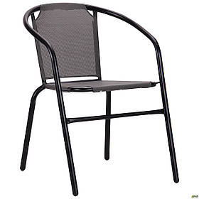 Металевий стілець-крісло AMF Taco чорний, сидіння-тканина темно-сірого кольору для вулиці