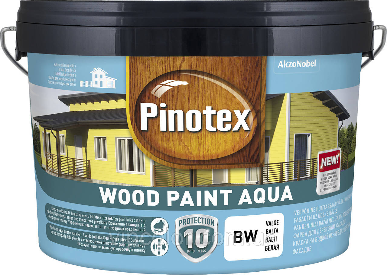 PINOTEX WOOD PAINT AQUA Жовта 9л напівматова фарба для дерев'яних поверхонь