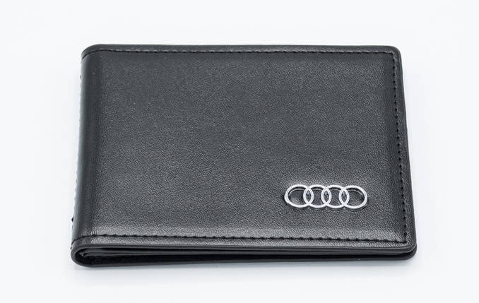 Шкіряна обкладинка для прав Carrs з логотипом AUDI Premium чорна, фото 1