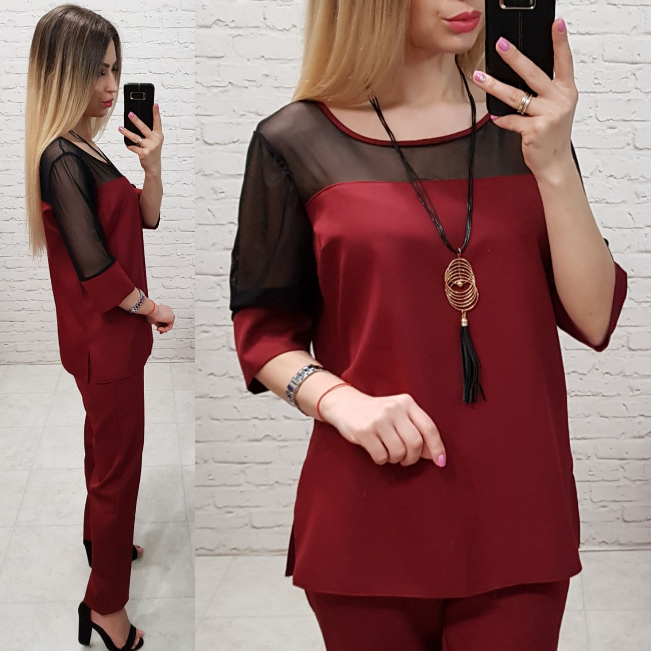 Жіночий костюм арт. 153, бордовий