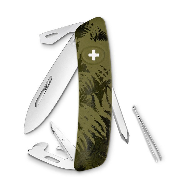 Швейцарский нож SWIZA C04 Silva Оливковый (40.2050) лезвие с надежным замком («Liner lock»), фото 1