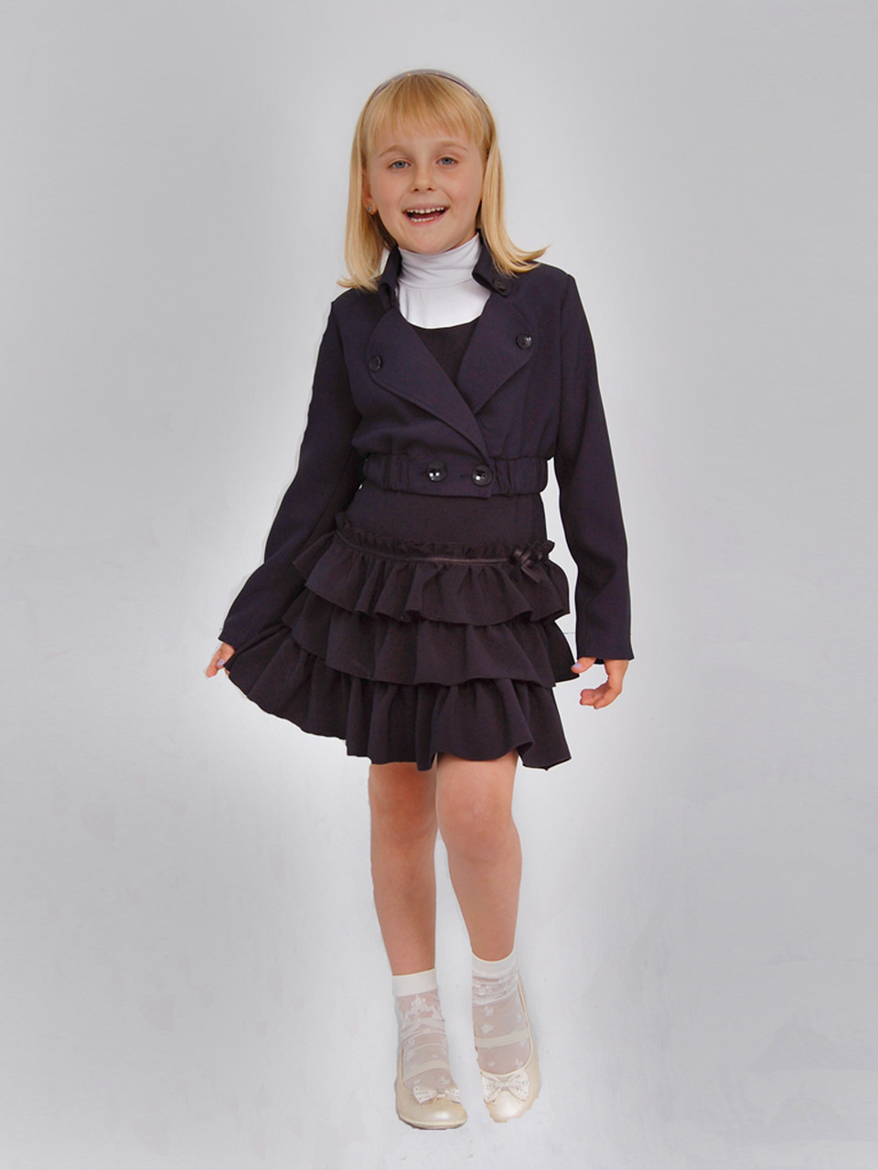 Піджак шкільний для дівчинки м-956 зріст 122 синій тм "Попілюшка"