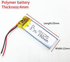 Батарея 3.7V 150 мА·год 401235 Літій-Полімер Акумулятор для Bluetooth Гарнітури