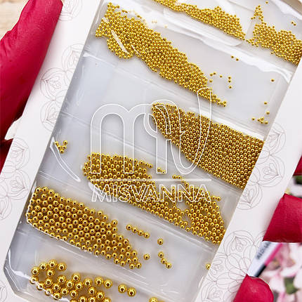 Бульонки мікс розмірів Starlet Professional d=0.8-2.9 мм золото, фото 2