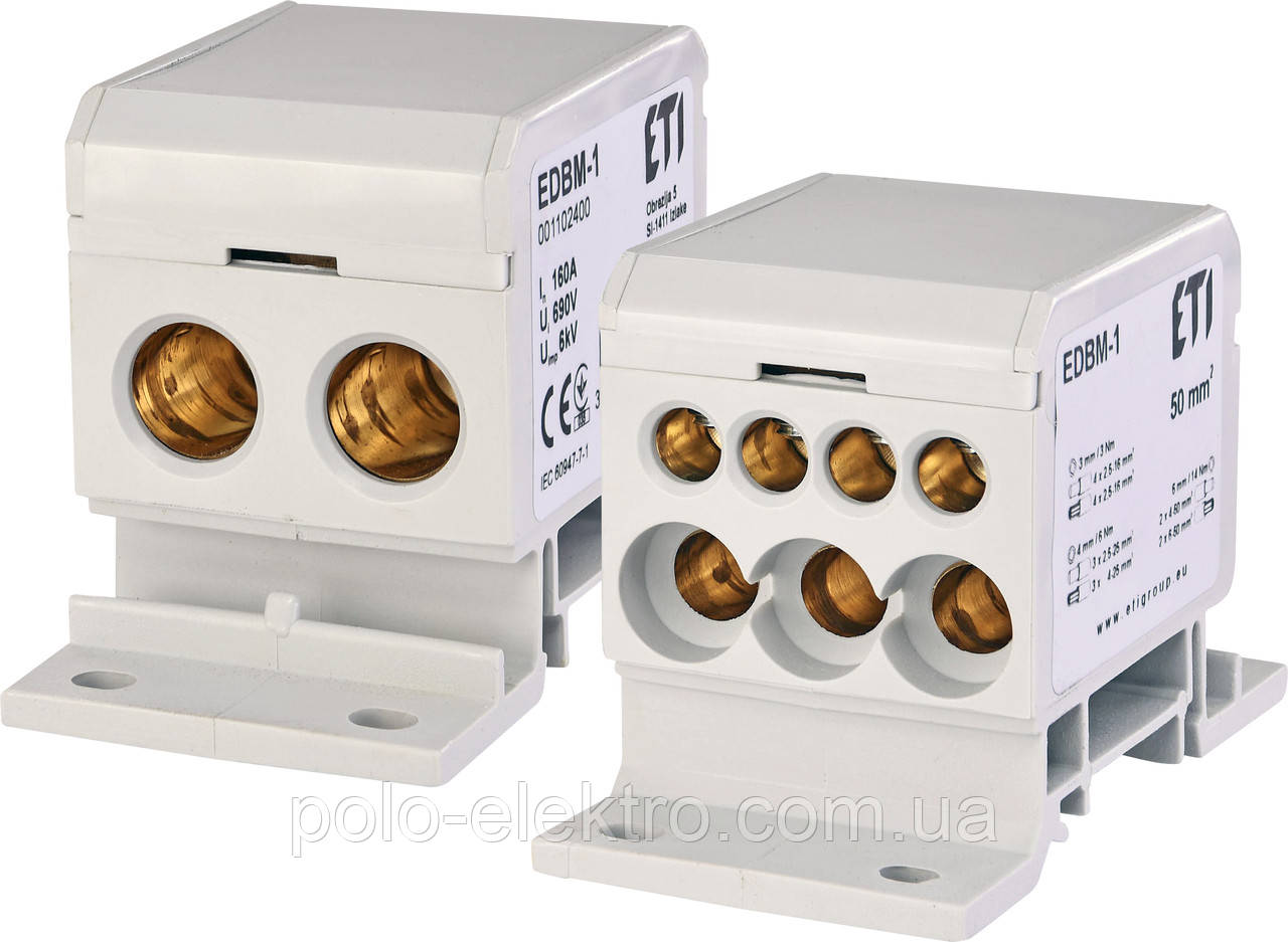 Блок розподільчий EDBM-1 (160А, 1x4-50; 3x2,5-25; 4x2,5-16) ETI