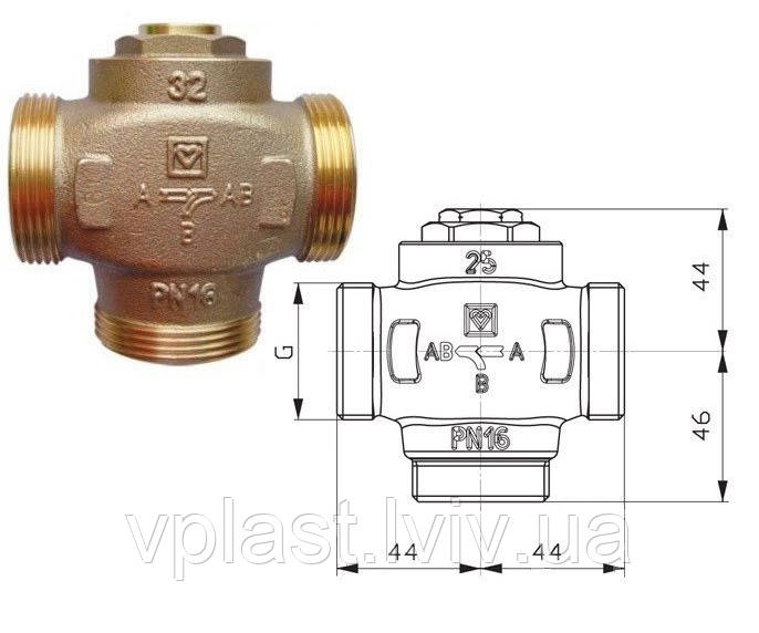 Клапан трехходовой термосмесительный Herz Teplomix DN32 1 1/4" (1776614) - фото 3 - id-p95783258