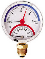 Термоманометр радиальный AW F344 (80мм, 0-4 бар, 0-120°С)