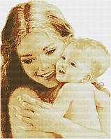 Набор для вышивания крестиком мама с ребенком. Размер: 29,5*39 см