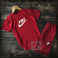 Шорти і футболка Найк червоного кольору літній спортивний костюм з бавовни Nike