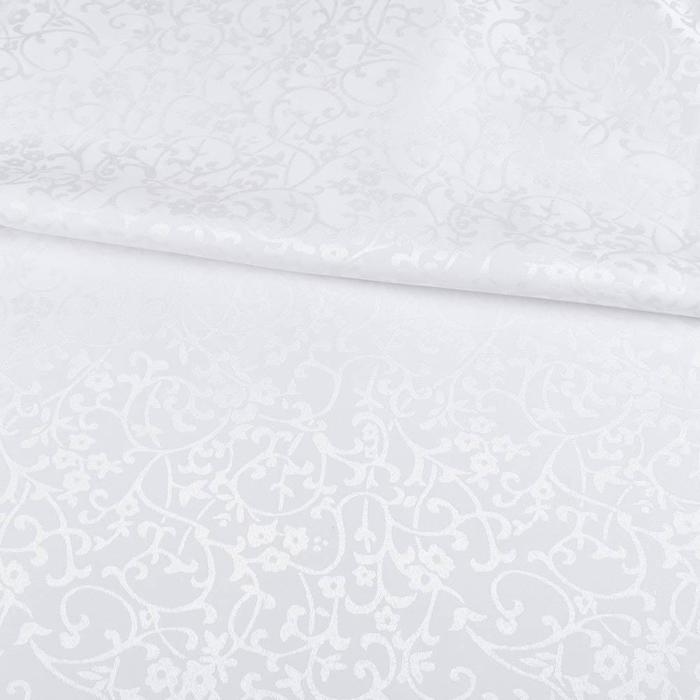 Жакард скатертинний квіти, гілки білий, ш.320 (33114.039)