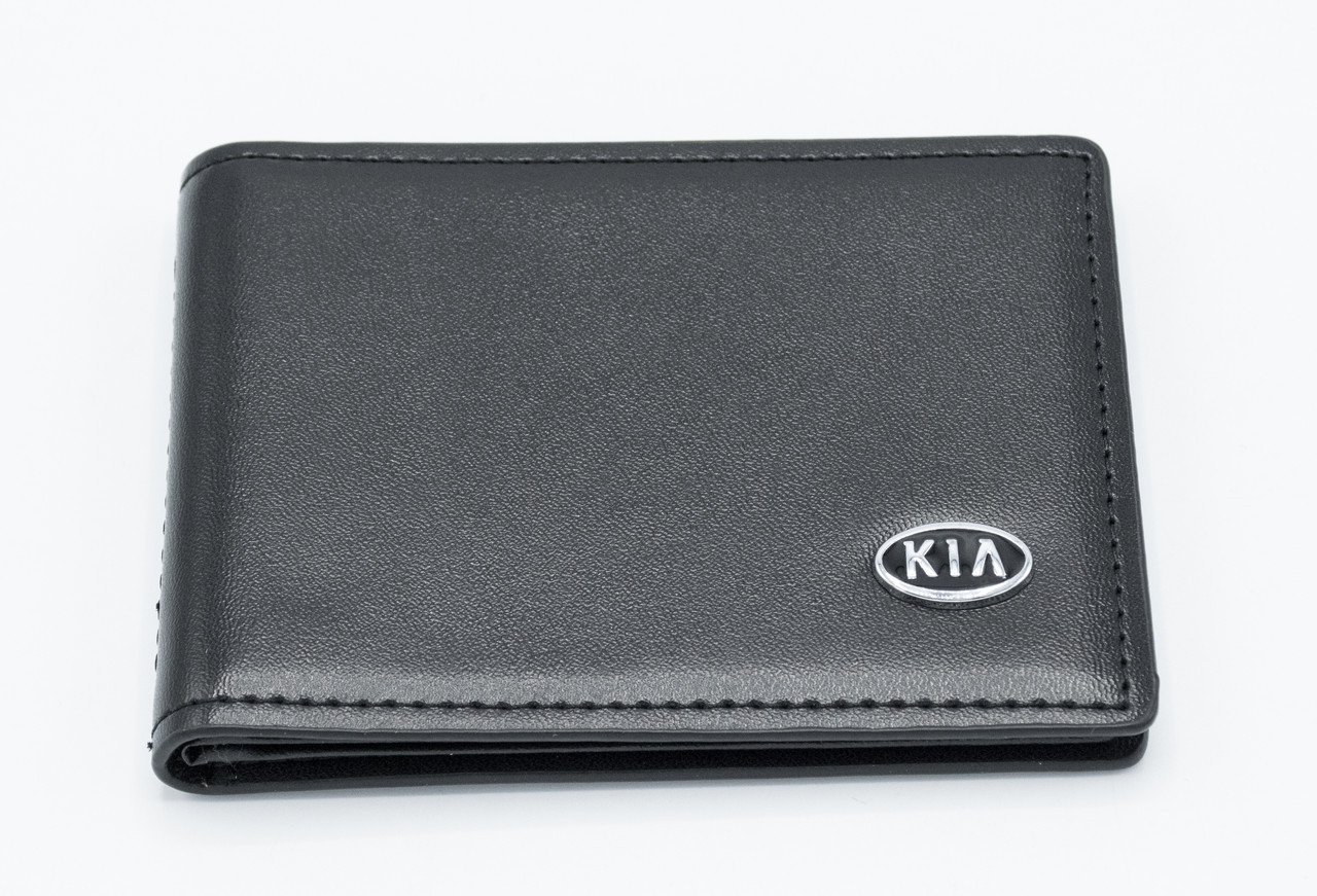 Шкіряна обкладинка для прав Carrs з логотипом KIA Premium чорна, фото 1