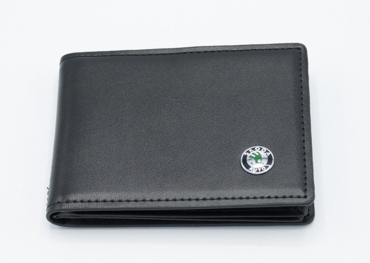 Шкіряна обкладинка для прав Carrs з логотипом SKODA Premium чорна, фото 1