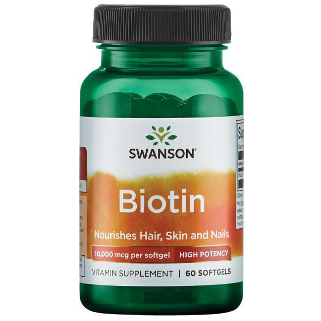 Биотин, Витамин В7 Swanson Biotin (10000мкг) 60капс.