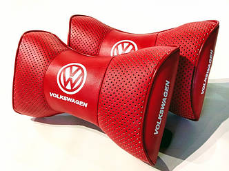 Подушка на підголовник в авто Volkswagen червона 1 шт