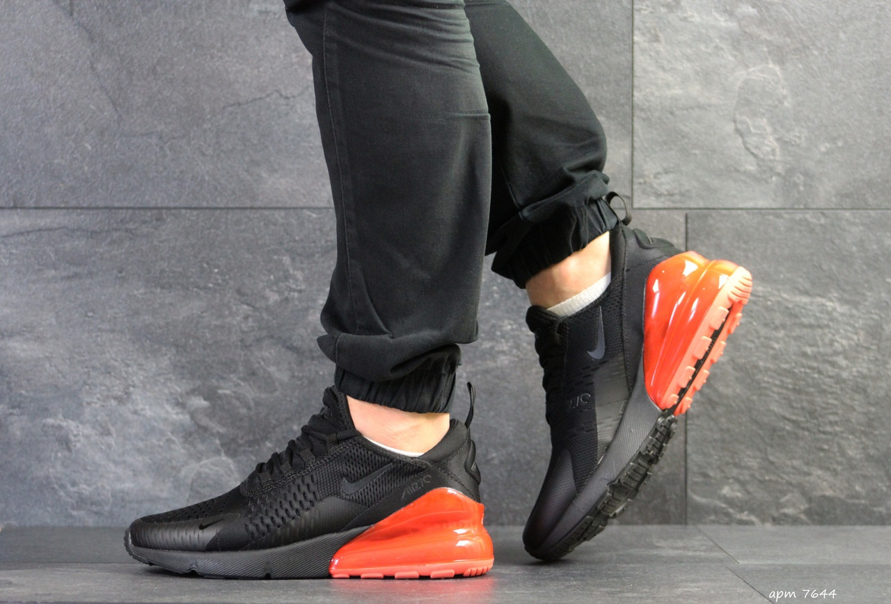 Чоловічі кросівки Nike Air Max 270,сітка,чорні з помаранчевим