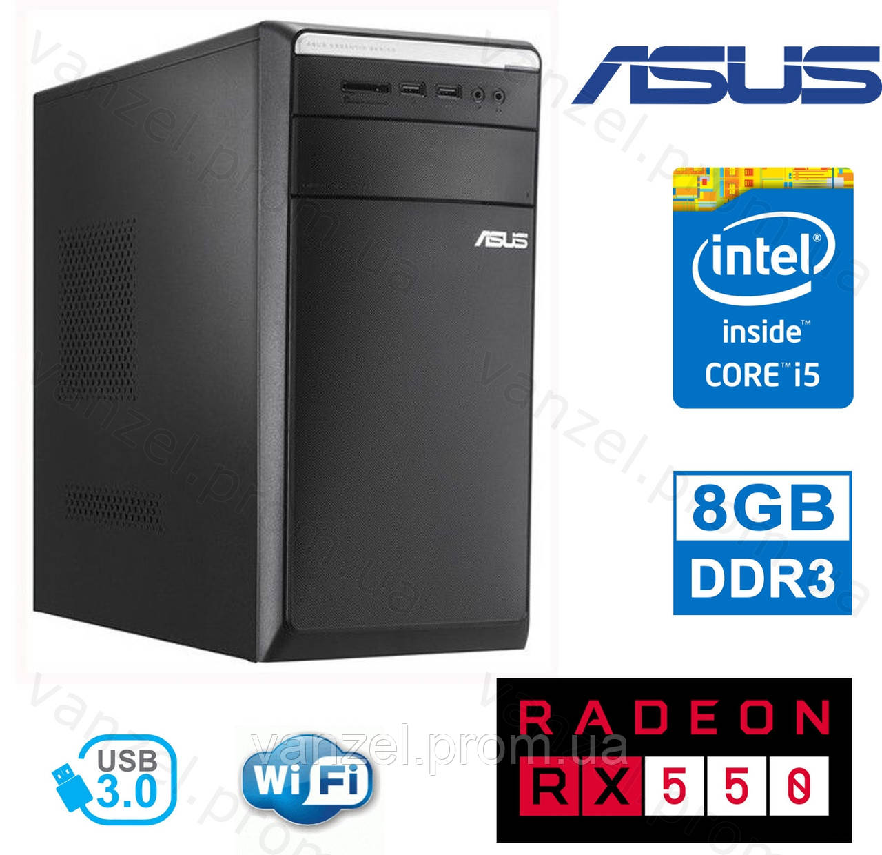 ASUS M11AD - Intel Core i5-4440S/ 8GB DDR3/ Radeon RX550 4GB DDR5/ 500GB HDD Системный блок, Игровой ПК - фото 1 - id-p941503236