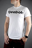 Футболка мужская летняя Reebok, цвет белый (черное лого) L