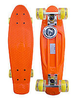 Скейт Пенни Борд Penny Fish Skateboards 22" Orange со светящимися колесами