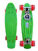 Скейт Пенни Борд Penny Fish Skateboards 22" Green со светящимися колесами