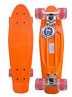 Скейт Пенни Борд Penny Fish Skateboards 22" Orange со светящимися красными колесами