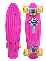 Скейт Пенни Борд Penny Fish Skateboards 22" Pink со светящимися колесами