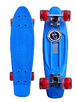 Скейт Пенни Борд Penny Fish Skateboards 22" Blue со светящимися красными колесами