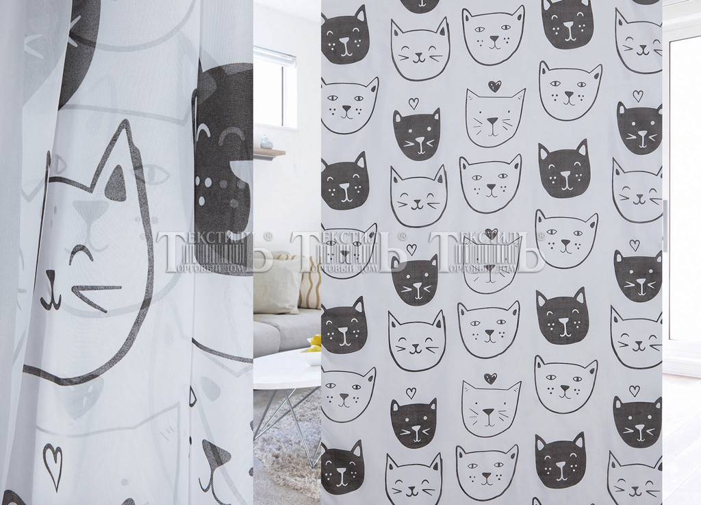 Дитяча тюль "Котики", 3 метри