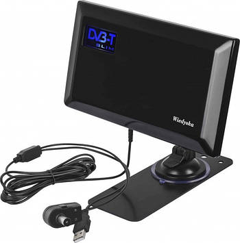 Автомобільна ТВ антена DVB T2 Korona SLIM (плоска на присосці) 5V Польща ОРИГІНАЛ для телевізора TIR
