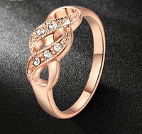 Позолоченное кольцо женское с фианитами код 637