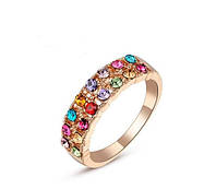 Кольцо женское с цветными кристаллами код 741