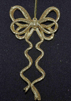 Новорічна прикраса Бант подвійне золото 0115, фото 2