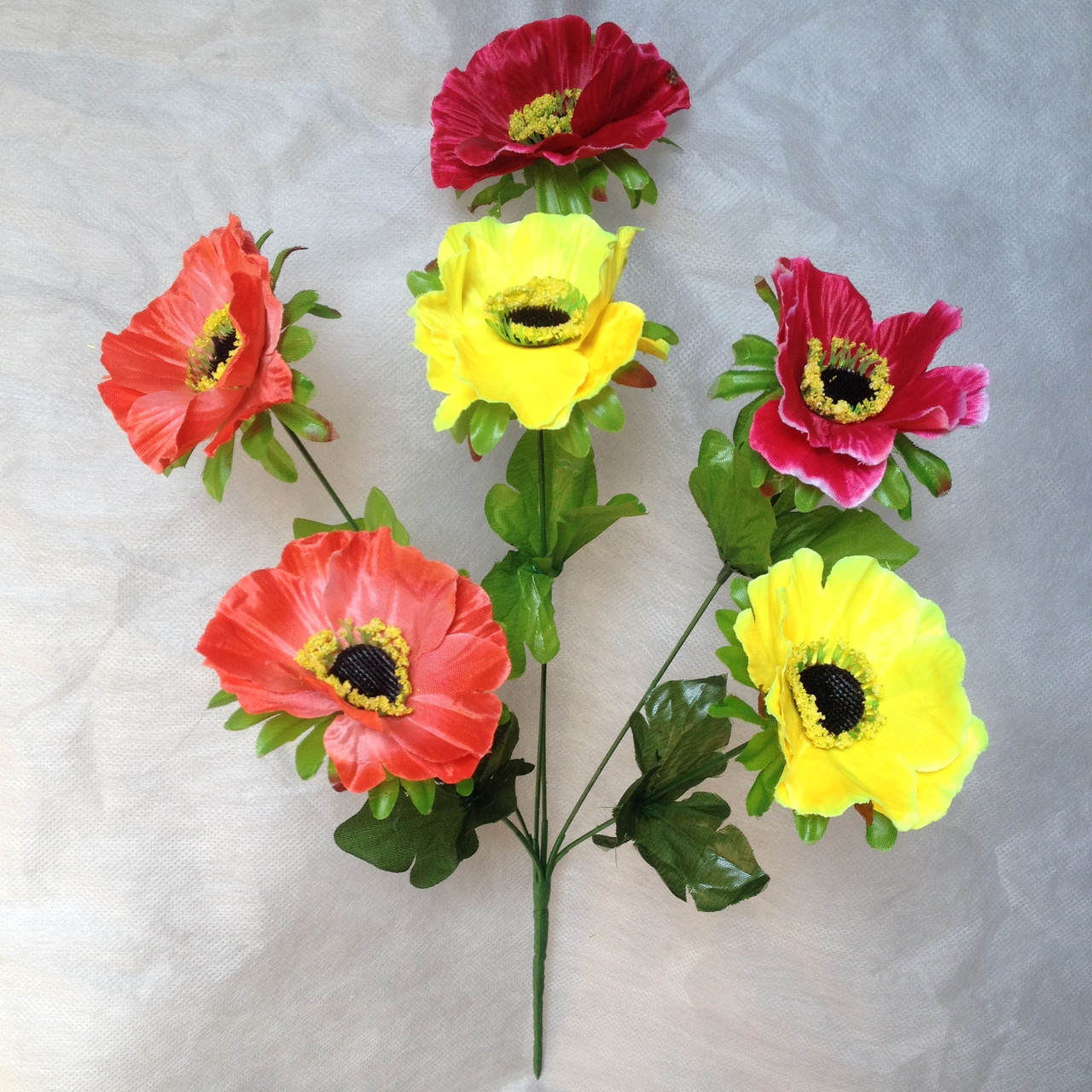 Букет маку трикольорового , 36см (20 шт. в уп), фото 1