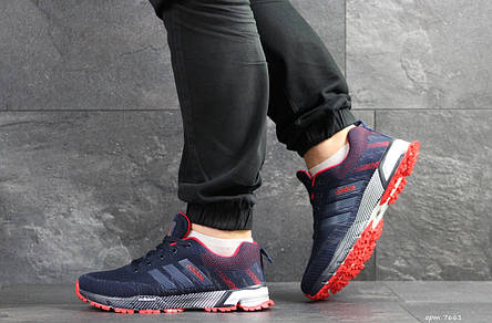 Кросівки Adidas Marathon,сітка,темно сині з червоним, фото 2