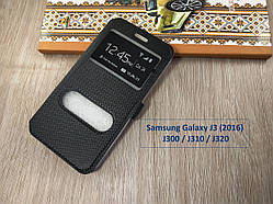 Чорний чохол-книжка з вирізом для Samsung Galaxy J3 (2016) J300/ J310/ J320