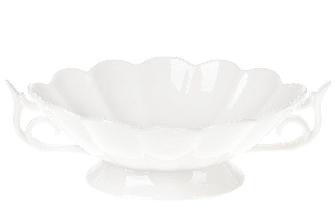Фруктовниця порцелянова з ручками, 25.5 см, колір — білий (988-204)