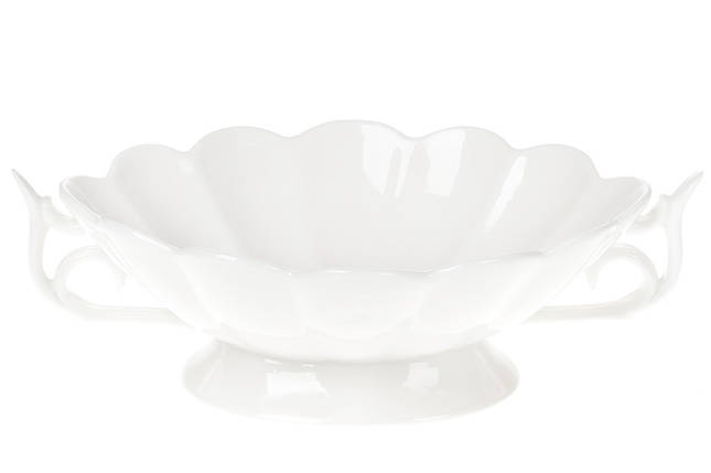 Фруктовниця порцелянова з ручками, 25.5 см, колір — білий (988-204), фото 1