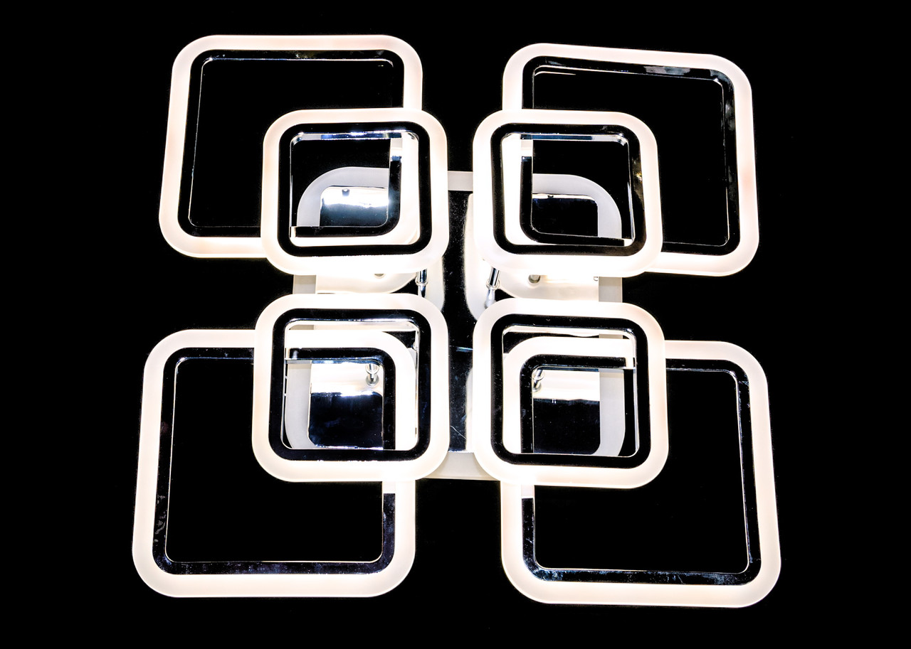 Світлодіодна стельова люстра з діммером в хромованому кольорі 1001/4+4CR, фото 1