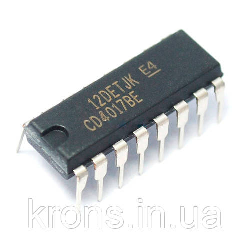 Чіп CD4017BE 10ШТ CD4017 DIP-16, Лічильник дільник десятковий декадний, фото 1