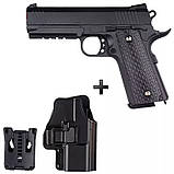 Дитячий пістолет на кульках "Colt 1911 Rail"  з кобурою Galaxy G25+ метал чорний, фото 4