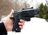 Дитячий пістолет на кульках "Colt 1911 Rail"  з кобурою Galaxy G25+ метал чорний, фото 7