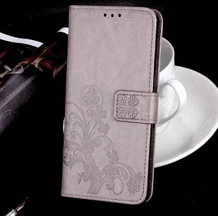 Чохол Clover для Xiaomi Redmione 9 книжка з квіткою Сірий