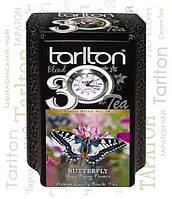 Чай черный крупнолистовой Тарлтон Super Pekoe Butterfly 200 г в жестяной банке с часами