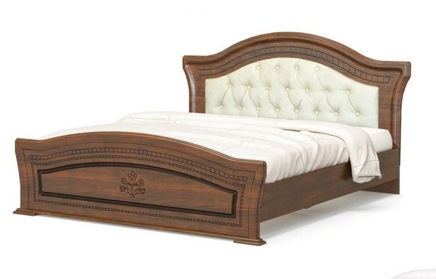 Двоспальне ліжко 160*200см з м'яким узголів'ям Мілано вишня Меблі-сервіс