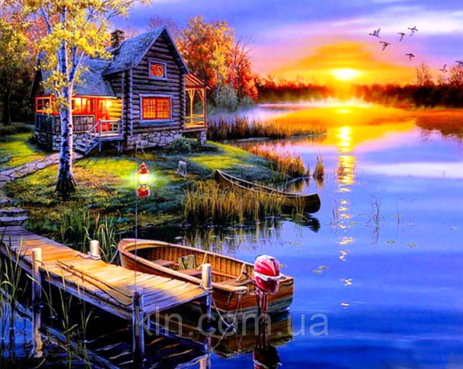 Алмазна мозаїка на підрамнику Відпочинок біля озера 30 х 40 см (арт. TN493), фото 1