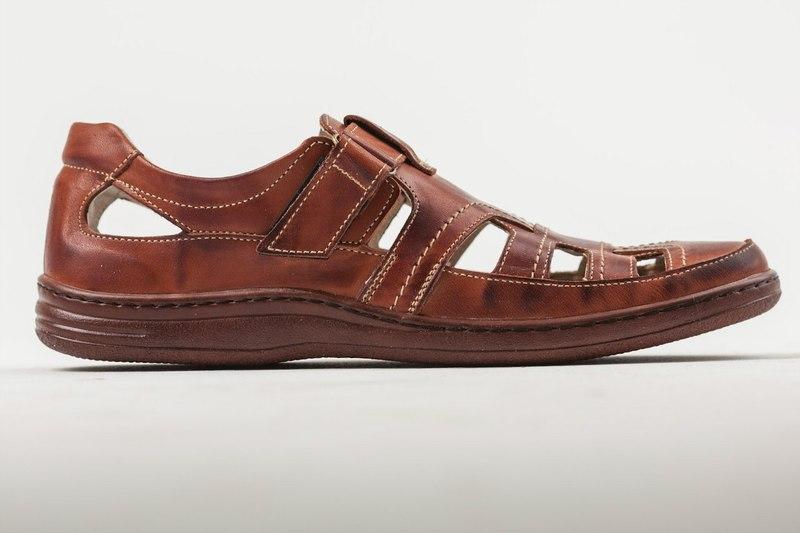 Чоловічі шкіряні літні туфлі Comfort Leather brown, фото 1