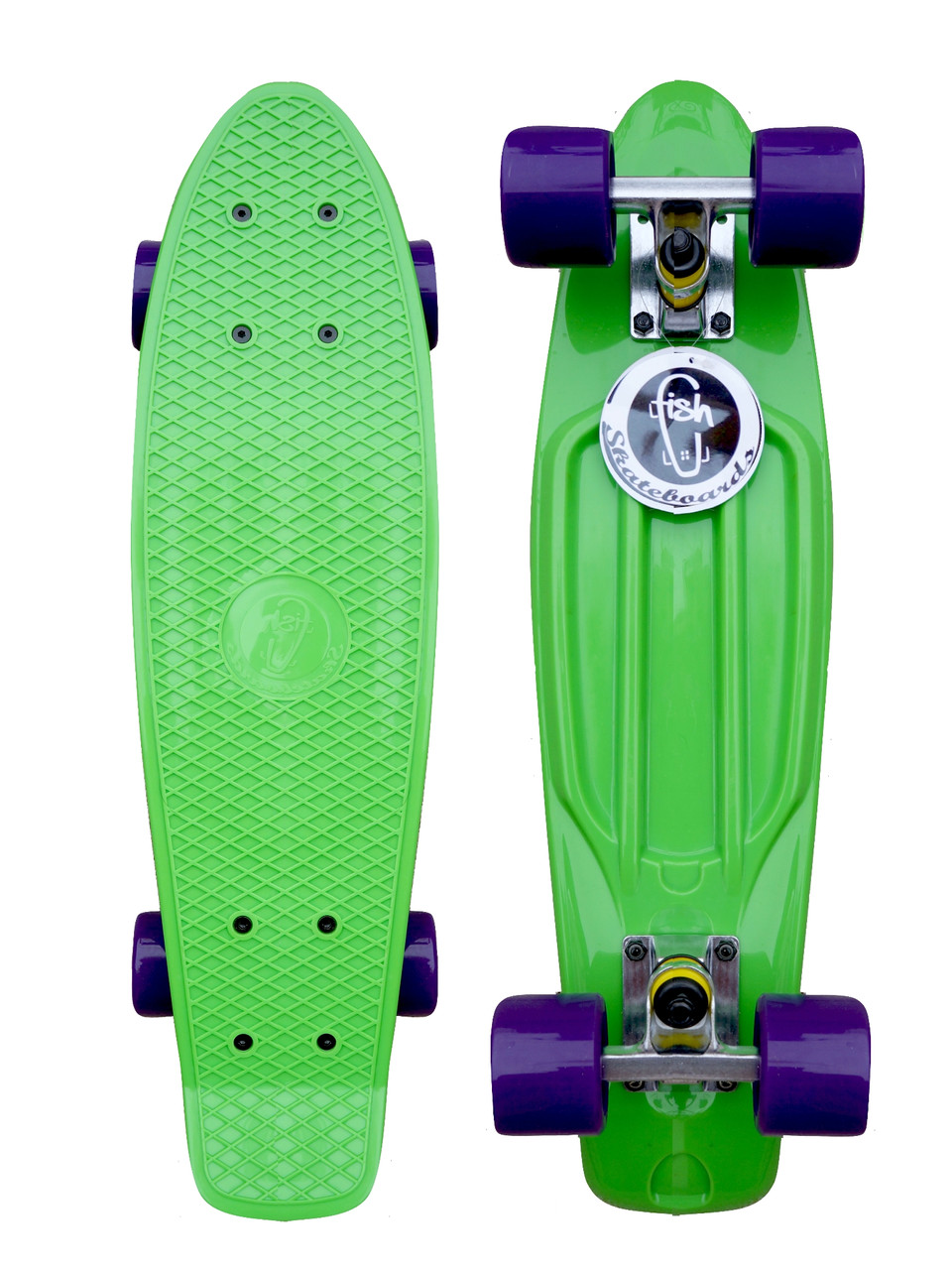 Скейт Пенні Борд Penny Fish Skateboards 22" Зелений, фіолетові колеса