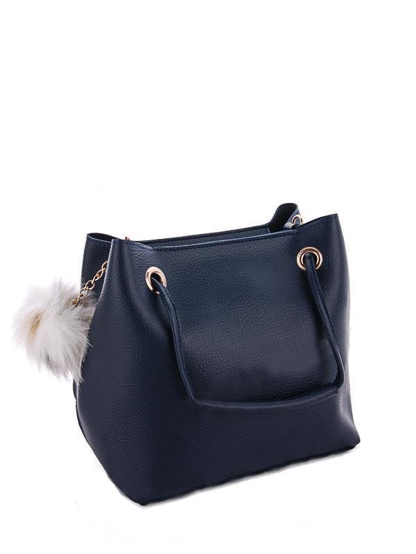 Молодіжна жіноча сумка WeLassie 55023 2 в 1 з пушком, синя, фото 1