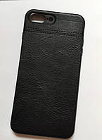 Чёрный кожаный чехол для iPhone 7 Plus, 8 Plus