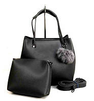 Молодіжна жіноча сумка WeLassie 55021 2 в 1 з пушком, сіра